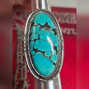 Native American Exceptional Vintage Turquoise and Sterling Silver Ring